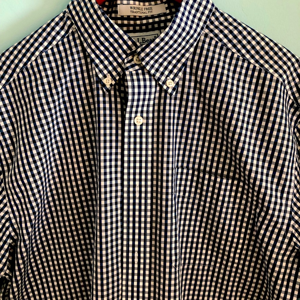 LL Bean 100% Cotton Gingham Shortsleeved Shirt M